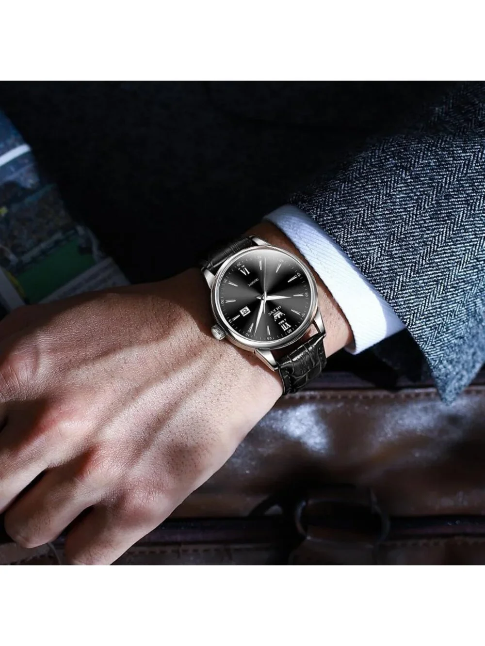 Men's Black Classic Analog Casual Luxury Leather Band Quartz Elegant Wrist Watch